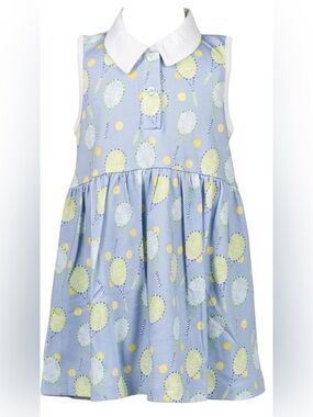 Proper Peony Pima Girls Blue Tennis Court
Side Polo Dress, 3T